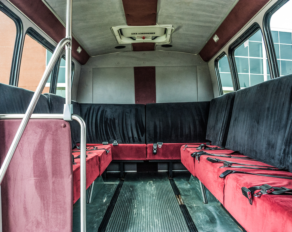 inside of 14 passenger party bus-lav